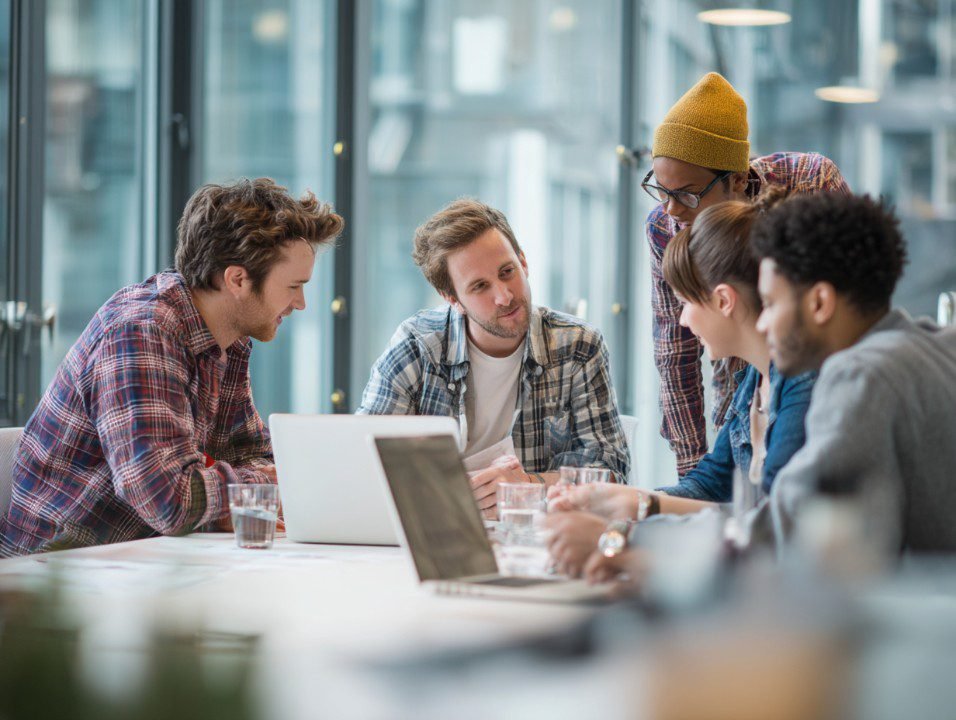 Hero Illustration showing people with technology